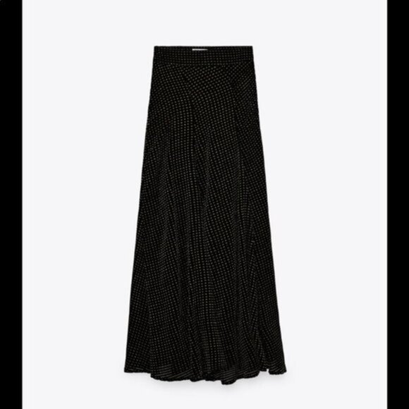 Zara Black and Gold Metallic Velvet Maxi Skirt (NWT) - Picture 1 of 8